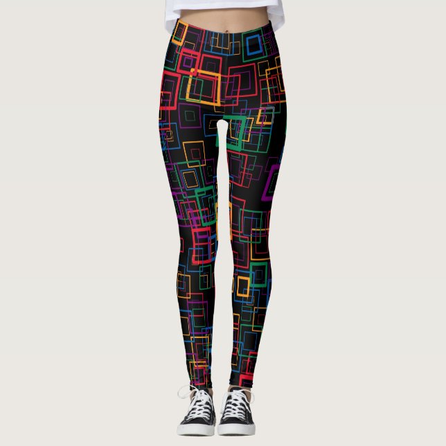 Retro Colour Squares Pattern #12 Leggings (Front)