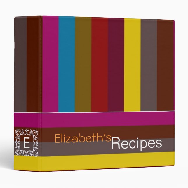 Retro Colour Stripe Pattern 11 Binder (Front/Spine)