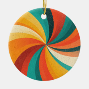 Retro Colour Swirl – Vintage Abstract Background Ceramic Ornament