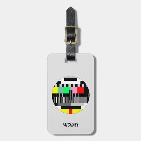 Retro colour tv test screen luggage tag