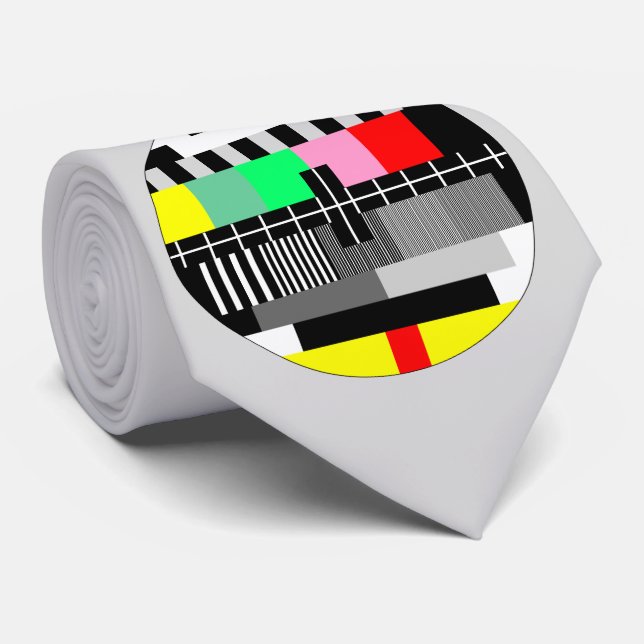 Retro colour tv test screen tie (Rolled)