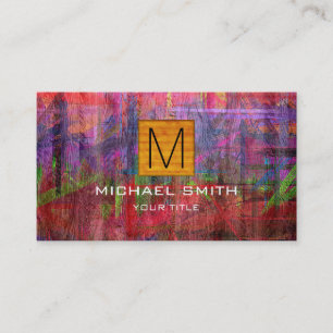Retro Colour Wood Elegant Monogram #18 Business Card