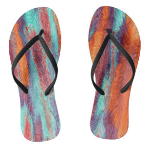 Retro Colour Wood Grain Texture Flip Flops