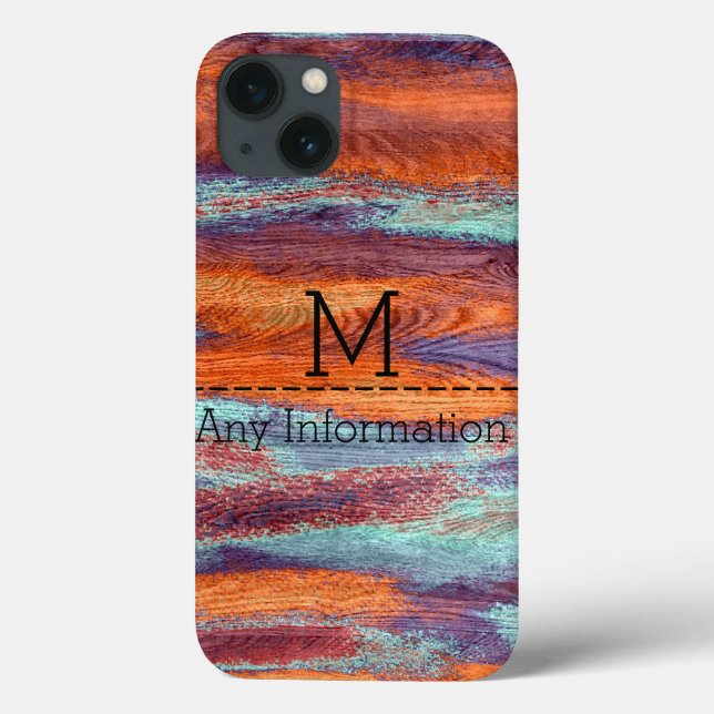 Retro Colour Wood Grain Texture Monogram #2 Case-Mate iPhone Case (Back)