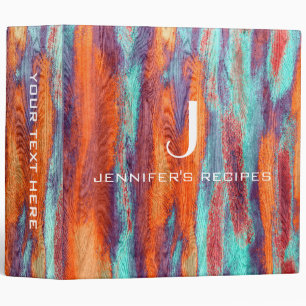 Retro Colour Wood Monogram Kitchen Cooking Binder
