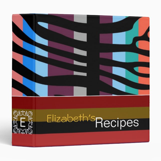 Retro Colour Zebra Stripe Pattern Binder (Front/Spine)