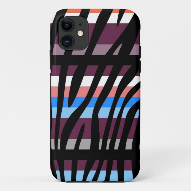 Retro Colour Zebra Stripe Pattern Case-Mate iPhone Case (Back)
