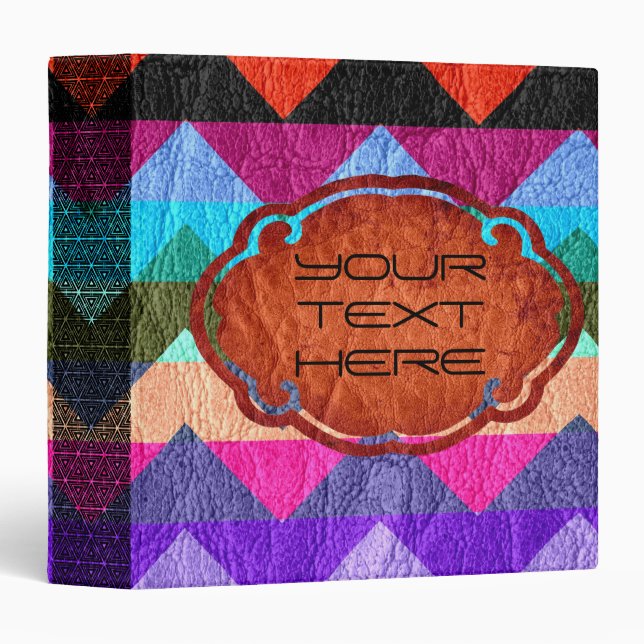 Retro Coloured Chevron Leather Binder (Front/Spine)