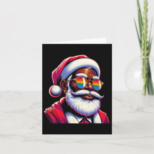 Retro Coloured Gay Santa Face Rainbow Sungles Chri Card