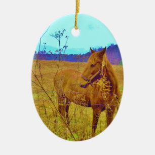 Retro Coloured Horse Ceramic Ornament