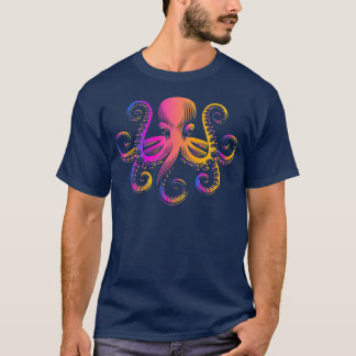 Retro Coloured Octopus Octopus Sea Ocean T-Shirt