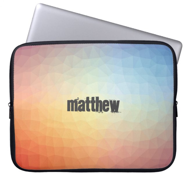 Retro Coloured Polygonal Pattern with Customizatio Laptop Sleeve (Front)