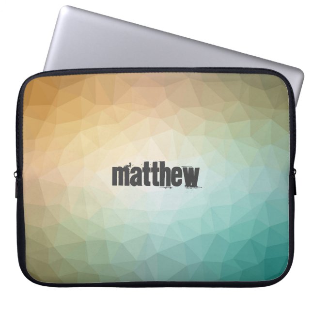 Retro Coloured Polygonal Pattern with Customizatio Laptop Sleeve (Front)
