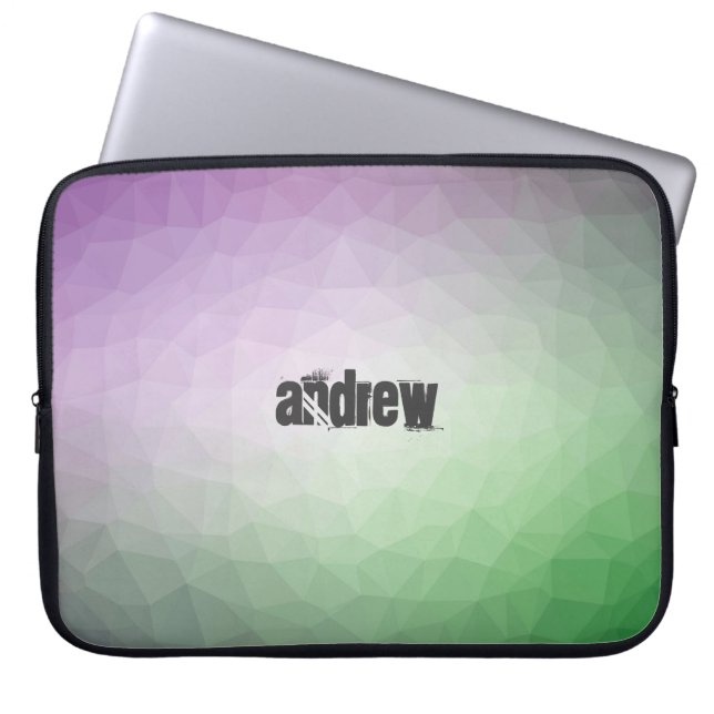 Retro Coloured Polygonal Pattern with Customizatio Laptop Sleeve (Front)