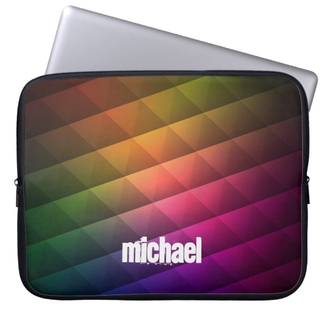 Retro Coloured Polygonal Pattern with Customizatio Laptop Sleeve (Front)