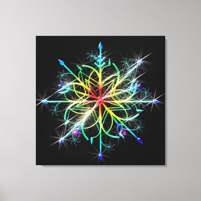 Retro Coloured Star Wall Canvas Print (Front)