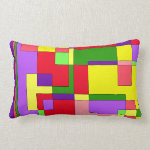Retro Colourful Abstract Lumbar Pillow