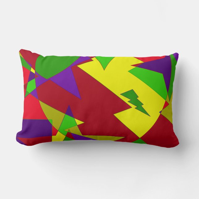 Retro Colourful Abstract Lumbar Pillow (Front)