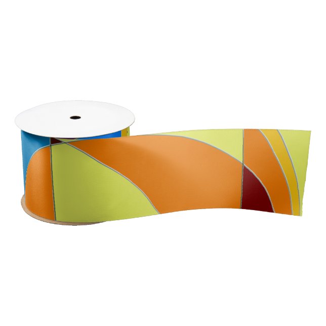 Retro Colourful Abstract Satin Ribbon (Spool)