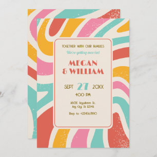 Retro Colourful abstract seamless pattern wedding Invitation