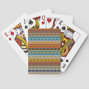 Retro Colourful Animals Modern Stripes Pattern #10 Playing Cards