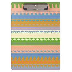 Retro Colourful Animals Modern Stripes Pattern #15 Clipboard