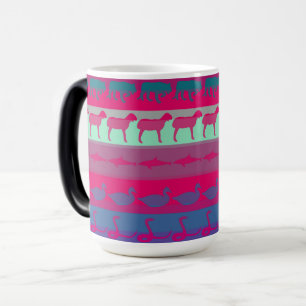 Retro Colourful Animals Modern Stripes Pattern #9 Magic Mug
