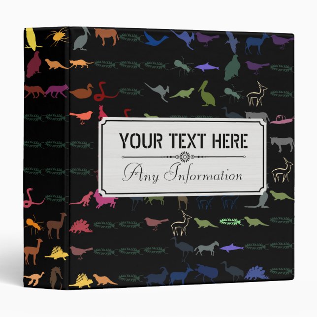 Retro Colourful Animals Pattern #5 Binder (Front/Spine)