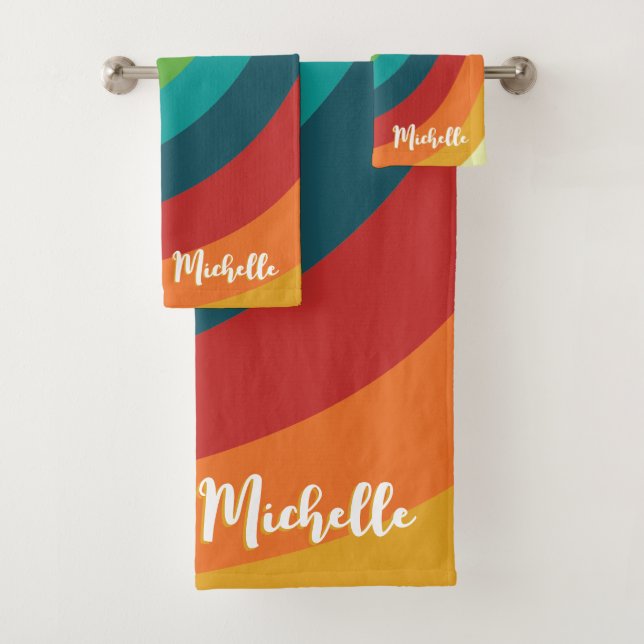 Retro Colourful Bath Towel Set (Insitu)