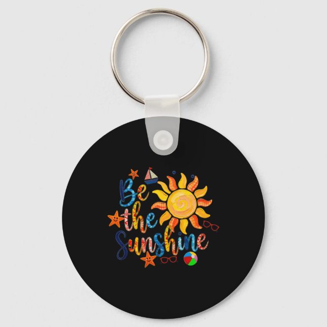 Retro Colourful Be The Sunshine Funny Summer Vibe Keychain (Front)