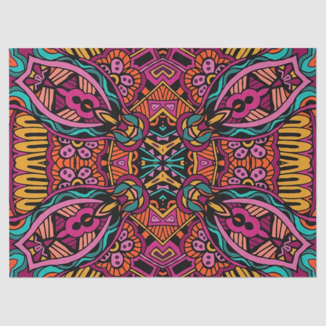 Retro Colourful Beautiful Boho Bohemian Tissue Paper (Front)