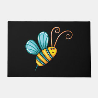 Retro Colourful Beautiful Boho Bumble Bee Doormat