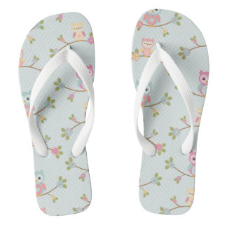 Retro Colourful Beautiful Custom Owl Flip Flops