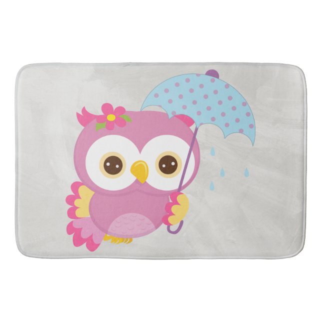 Retro Colourful Beautiful Spring Owl Bath Mat (Front)