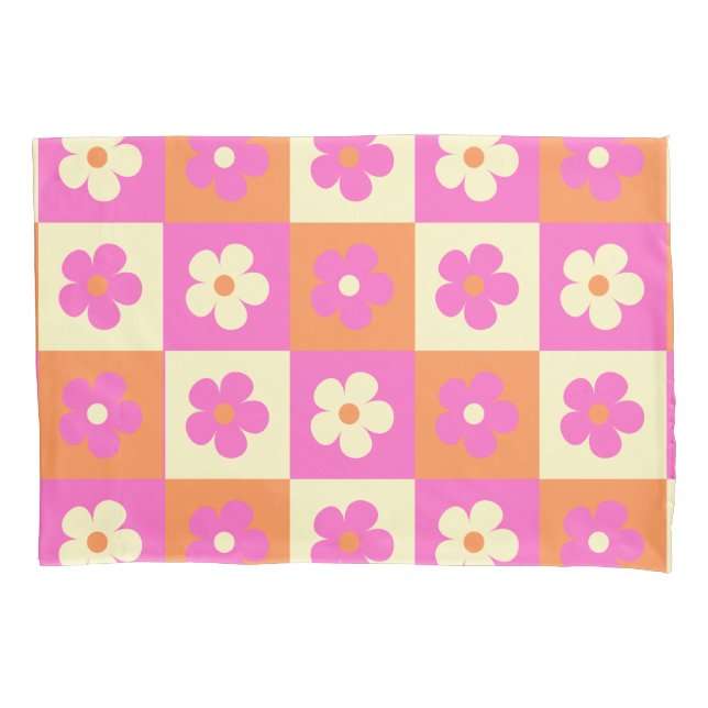 Retro Colourful Bohemian Floral Pattern Pillowcase (Front)