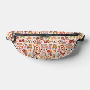 Retro colourful boho flowers groovy floral design fanny pack
