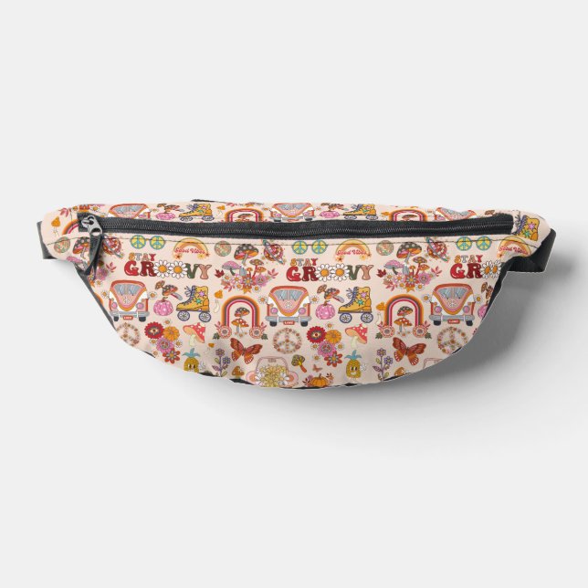 Retro colourful boho flowers groovy floral design fanny pack (Lay Down)