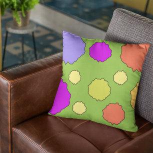 Retro colourful bold bright polka dot throw pillow