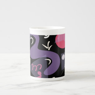 Retro colourful bone china mug