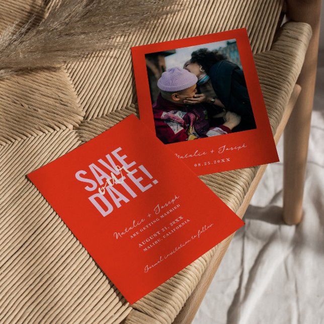 Retro Colourful Bright Funky Bold Modern Wedding   Save The Date (Creator Uploaded)