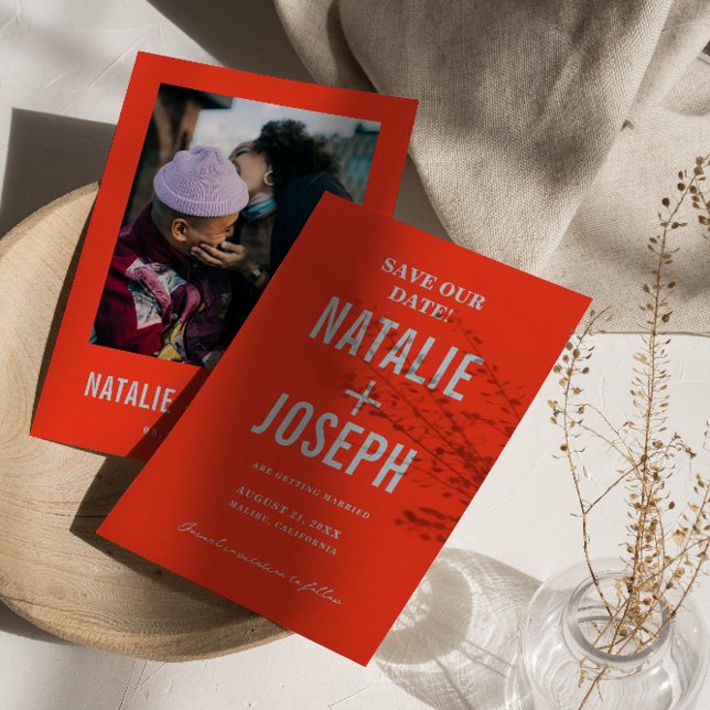 Retro Colourful Bright Funky Bold Modern Wedding   Save The Date (Creator Uploaded)