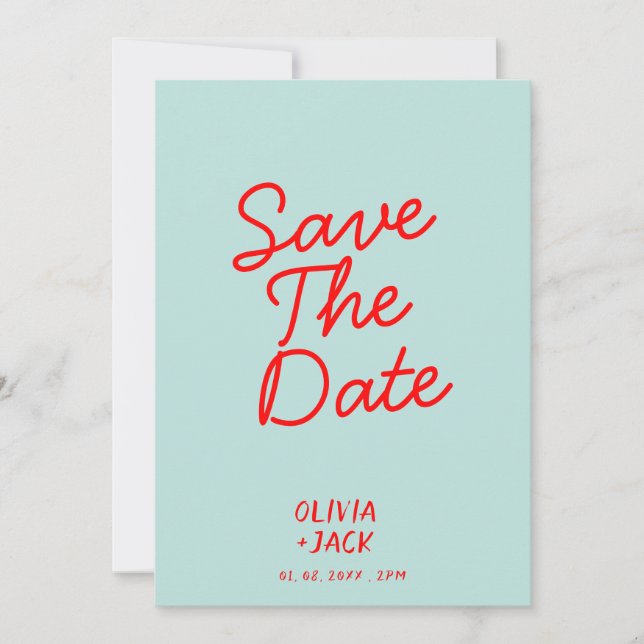 Retro Colourful Bright Funky Unique Modern Wedding Save The Date (Front)