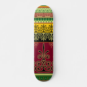 Retro Colourful Burgundy Green Abstract Trendy Coo Skateboard