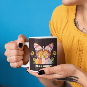 Retro Colourful Butterfly Rainbow Inspirational  Mug
