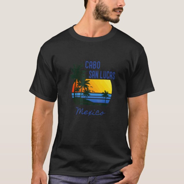 Retro Colourful Cabo San Lucas Mexico Palm Tree  A T-Shirt (Front)