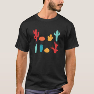 Retro Colourful Cactus Plants Gardening Succulent T-Shirt