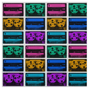 Retro Colourful Cassette Tapes Fabric