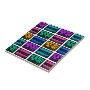 Retro Colourful Cassette Tapes Tile