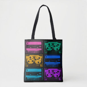 Retro Colourful Cassette Tapes Tote Bag