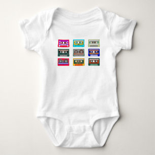 Retro Colourful Cassettes 80's Nostalgia Baby Bodysuit